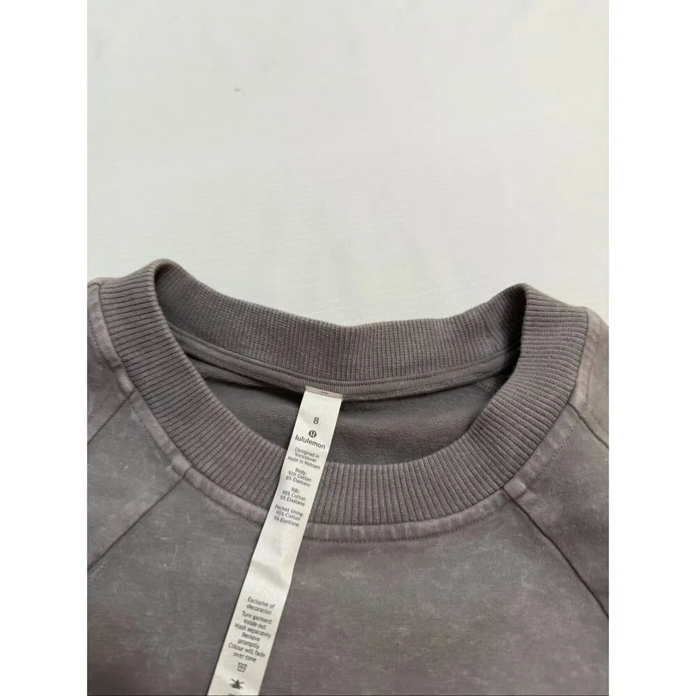 Lululemon Scuba Crew Washed Dark Chrome Grey Sweatshirt Size 8